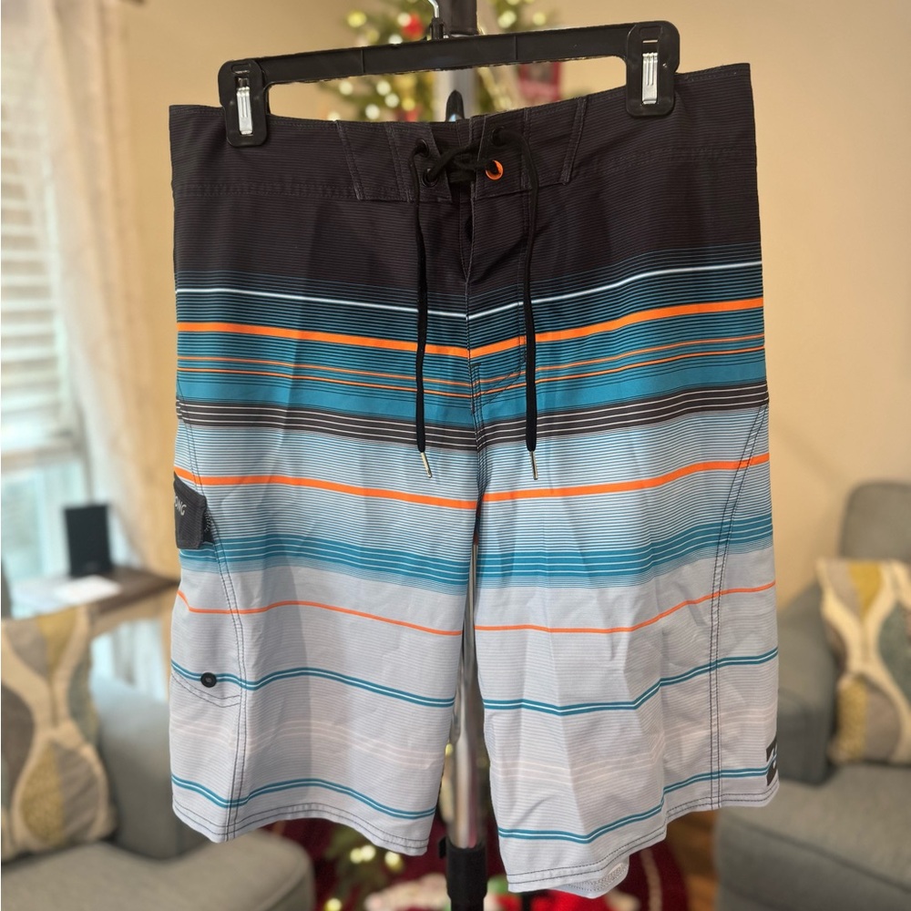 Billabong Swim Shorts - Black, Blue, and Orange